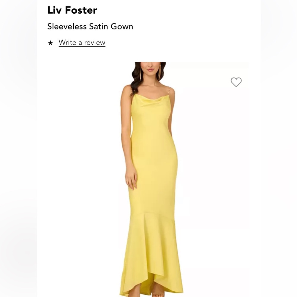 NWT Liv Foster Sleeveless Satin Gown size 2 in color Sun (yellow)